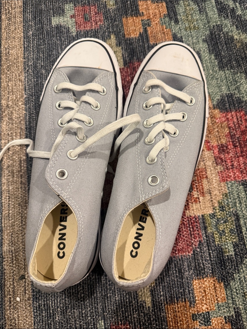 Converse Low Top Canvas Sneakers in Light Gray and White NEVER WORN!